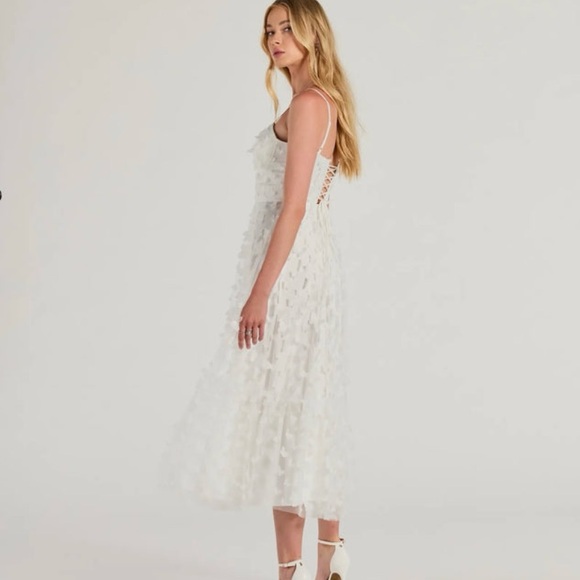 White butterfly appliqué corset lace up midi dress - S NWT - Picture 3 of 4